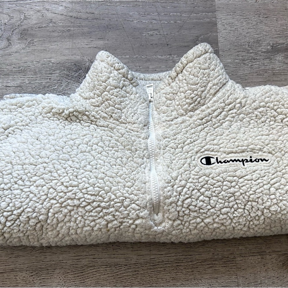 Champion Teddy Jacket in Cream with Plush Fleece Texture
